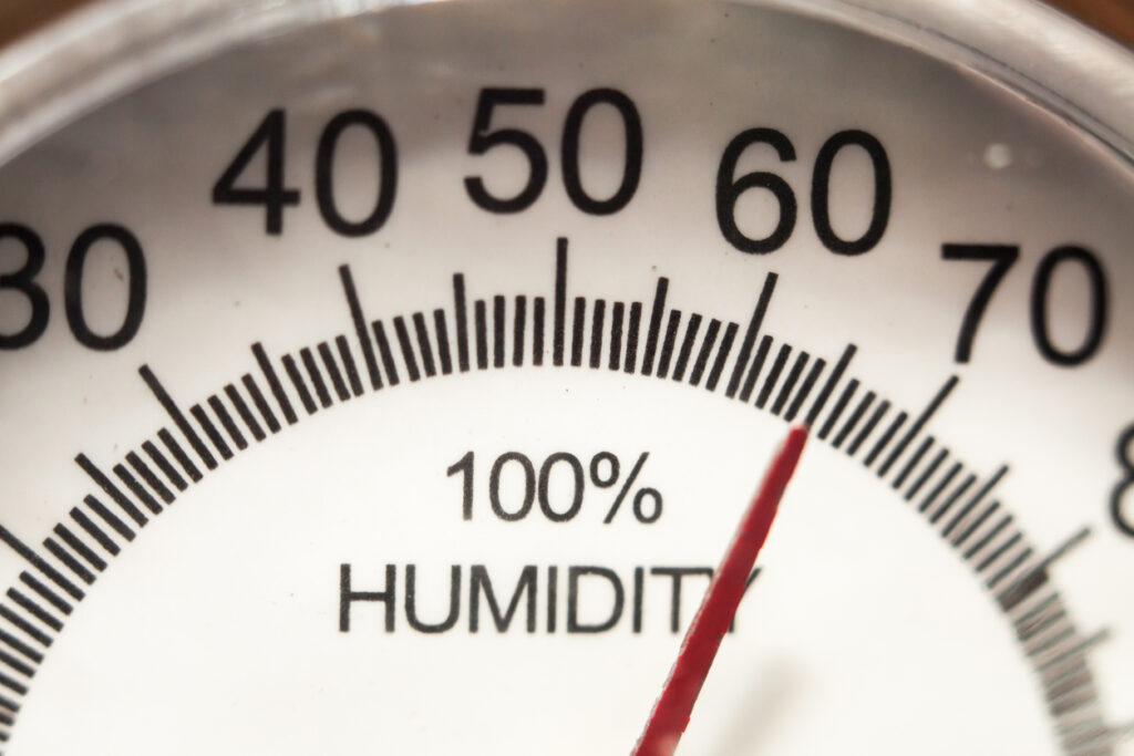hygrometer gauge showing 65% humidity 
